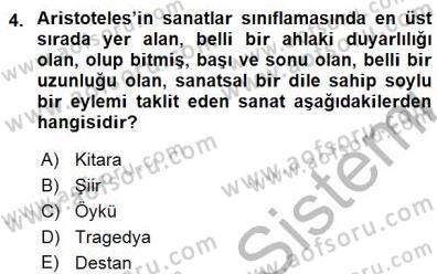 Estetik ve Sanat Felsefesi Dersi 2015 - 2016 Yılı (Final) Dönem Sonu Sınav Soruları 4. Soru