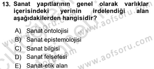 Estetik ve Sanat Felsefesi Dersi 2016 - 2017 Yılı (Vize) Ara Sınav Soruları 13. Soru
