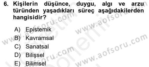 Estetik ve Sanat Felsefesi Dersi 2016 - 2017 Yılı (Final) Dönem Sonu Sınav Soruları 6. Soru