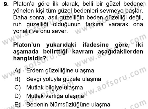 Estetik ve Sanat Felsefesi Dersi 2016 - 2017 Yılı (Final) Dönem Sonu Sınav Soruları 9. Soru