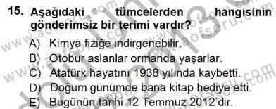 Dil Felsefesi Dersi 2012 - 2013 Yılı (Vize) Ara Sınav Soruları 15. Soru