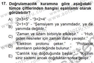 Dil Felsefesi Dersi Ara Sınavı Deneme Sınav Soruları 17. Soru