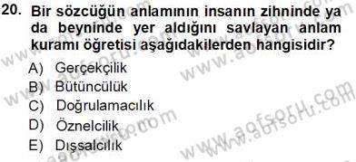Dil Felsefesi Dersi Ara Sınavı Deneme Sınav Soruları 20. Soru
