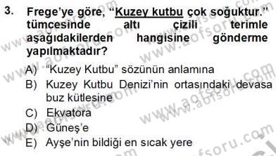 Dil Felsefesi Dersi Ara Sınavı Deneme Sınav Soruları 3. Soru