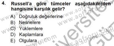 Dil Felsefesi Dersi Ara Sınavı Deneme Sınav Soruları 4. Soru