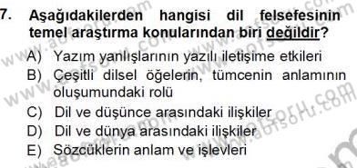 Dil Felsefesi Dersi 2012 - 2013 Yılı (Vize) Ara Sınav Soruları 7. Soru