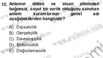 Dil Felsefesi Dersi Ara Sınavı Deneme Sınav Soruları 12. Soru