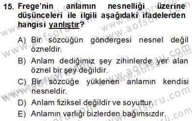 Dil Felsefesi Dersi Ara Sınavı Deneme Sınav Soruları 15. Soru