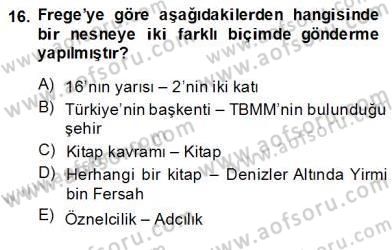 Dil Felsefesi Dersi Ara Sınavı Deneme Sınav Soruları 16. Soru