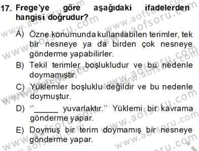 Dil Felsefesi Dersi Ara Sınavı Deneme Sınav Soruları 17. Soru