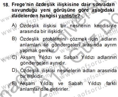 Dil Felsefesi Dersi Ara Sınavı Deneme Sınav Soruları 18. Soru