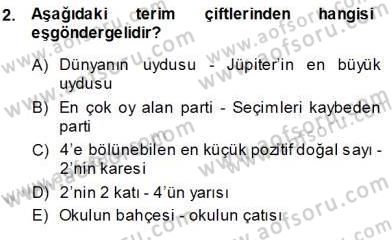 Dil Felsefesi Dersi Ara Sınavı Deneme Sınav Soruları 2. Soru