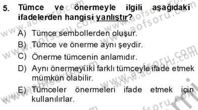 Dil Felsefesi Dersi Ara Sınavı Deneme Sınav Soruları 5. Soru