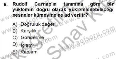 Dil Felsefesi Dersi Ara Sınavı Deneme Sınav Soruları 6. Soru