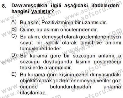 Dil Felsefesi Dersi 2013 - 2014 Yılı (Vize) Ara Sınav Soruları 8. Soru