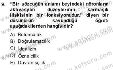 Dil Felsefesi Dersi Ara Sınavı Deneme Sınav Soruları 9. Soru