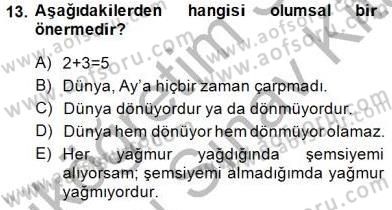 Dil Felsefesi Dersi 2013 - 2014 Yılı (Final) Dönem Sonu Sınav Soruları 13. Soru