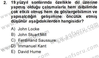 Dil Felsefesi Dersi 2013 - 2014 Yılı (Final) Dönem Sonu Sınav Soruları 2. Soru