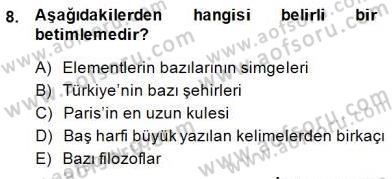 Dil Felsefesi Dersi 2013 - 2014 Yılı (Final) Dönem Sonu Sınav Soruları 8. Soru