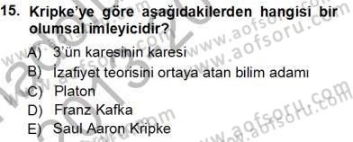 Dil Felsefesi Dersi 2013 - 2014 Yılı Tek Ders Sınav Soruları 15. Soru