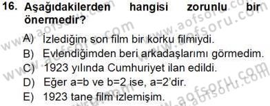 Dil Felsefesi Dersi 2013 - 2014 Yılı Tek Ders Sınav Soruları 16. Soru
