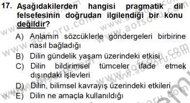 Dil Felsefesi Dersi 2013 - 2014 Yılı Tek Ders Sınav Soruları 17. Soru