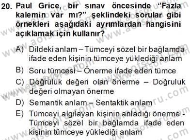 Dil Felsefesi Dersi 2013 - 2014 Yılı Tek Ders Sınav Soruları 20. Soru