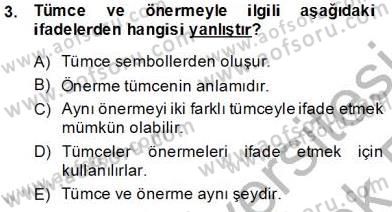 Dil Felsefesi Dersi 2013 - 2014 Yılı Tek Ders Sınav Soruları 3. Soru