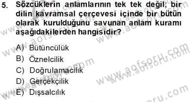 Dil Felsefesi Dersi 2013 - 2014 Yılı Tek Ders Sınav Soruları 5. Soru