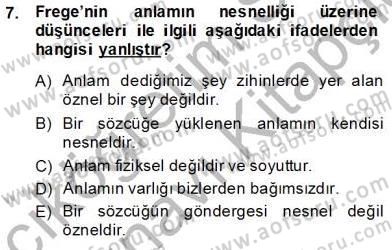 Dil Felsefesi Dersi 2013 - 2014 Yılı Tek Ders Sınav Soruları 7. Soru