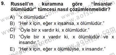 Dil Felsefesi Dersi 2013 - 2014 Yılı Tek Ders Sınav Soruları 9. Soru