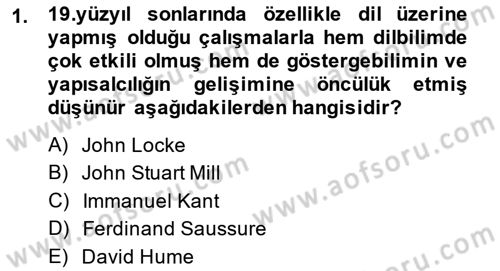 Dil Felsefesi Dersi 2014 - 2015 Yılı Tek Ders Sınav Soruları 1. Soru