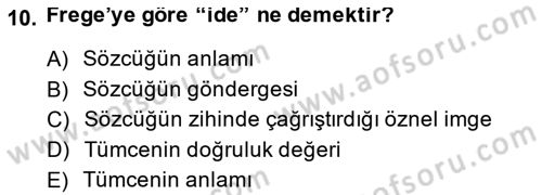Dil Felsefesi Dersi 2014 - 2015 Yılı Tek Ders Sınav Soruları 10. Soru