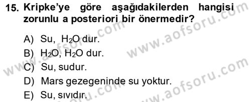 Dil Felsefesi Dersi 2014 - 2015 Yılı Tek Ders Sınav Soruları 15. Soru