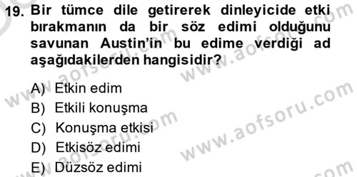 Dil Felsefesi Dersi 2014 - 2015 Yılı Tek Ders Sınav Soruları 19. Soru