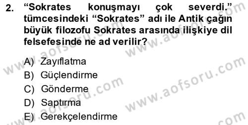 Dil Felsefesi Dersi 2014 - 2015 Yılı Tek Ders Sınav Soruları 2. Soru
