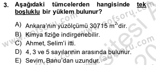 Dil Felsefesi Dersi 2014 - 2015 Yılı Tek Ders Sınav Soruları 3. Soru