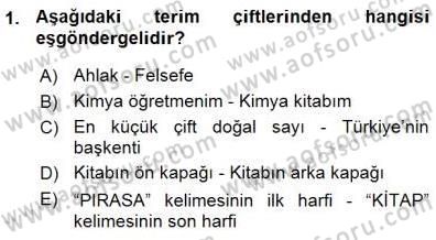 Dil Felsefesi Dersi Ara Sınavı Deneme Sınav Soruları 1. Soru