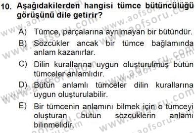 Dil Felsefesi Dersi Ara Sınavı Deneme Sınav Soruları 10. Soru