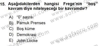 Dil Felsefesi Dersi Ara Sınavı Deneme Sınav Soruları 15. Soru