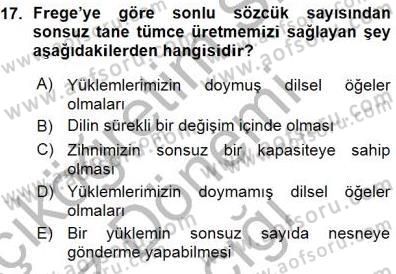 Dil Felsefesi Dersi 2015 - 2016 Yılı (Vize) Ara Sınav Soruları 17. Soru