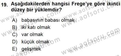 Dil Felsefesi Dersi 2015 - 2016 Yılı (Vize) Ara Sınav Soruları 19. Soru
