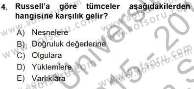 Dil Felsefesi Dersi 2015 - 2016 Yılı (Vize) Ara Sınav Soruları 4. Soru