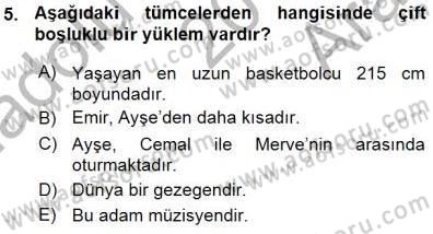 Dil Felsefesi Dersi Ara Sınavı Deneme Sınav Soruları 5. Soru