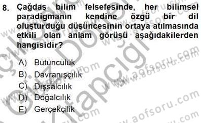 Dil Felsefesi Dersi Ara Sınavı Deneme Sınav Soruları 8. Soru