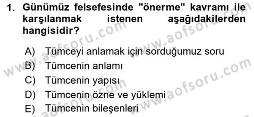 Dil Felsefesi Dersi 2017 - 2018 Yılı 3 Ders Sınav Soruları 1. Soru
