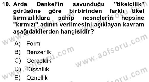 Dil Felsefesi Dersi Ara Sınavı Deneme Sınav Soruları 10. Soru