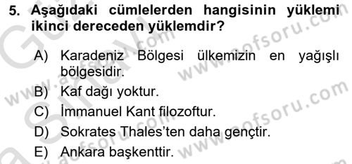 Dil Felsefesi Dersi 2017 - 2018 Yılı (Vize) Ara Sınav Soruları 5. Soru