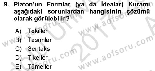 Dil Felsefesi Dersi Ara Sınavı Deneme Sınav Soruları 9. Soru