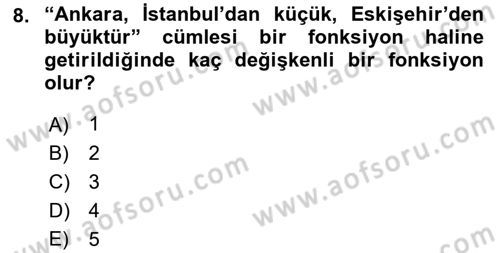 Dil Felsefesi Dersi 2017 - 2018 Yılı (Final) Dönem Sonu Sınav Soruları 8. Soru